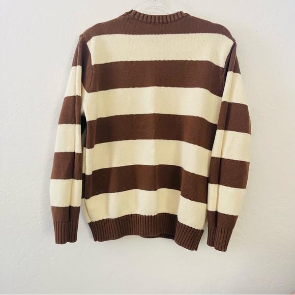 Brandy Melville Brianna Brown Cotton Striped Crew Neck Sweater - Picture 3 of 7